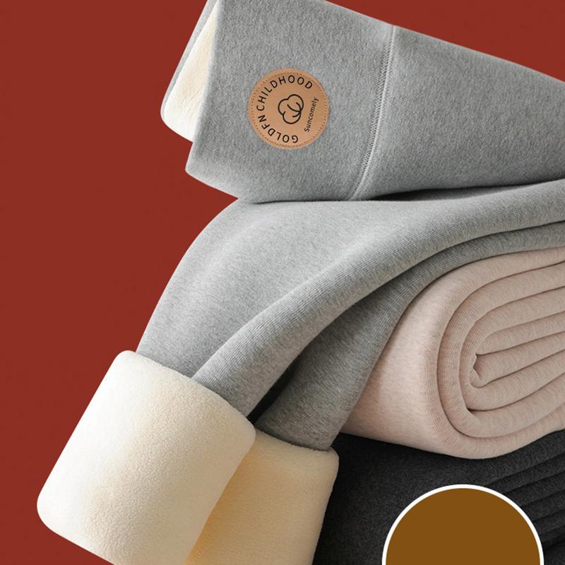 Однотонные леггинсы на флисовой подкладке - Зимняя базовая модель Облегающий крой Смесь полиэстера со средней эластичностью, Вязаные укороченные теплые леггинсы