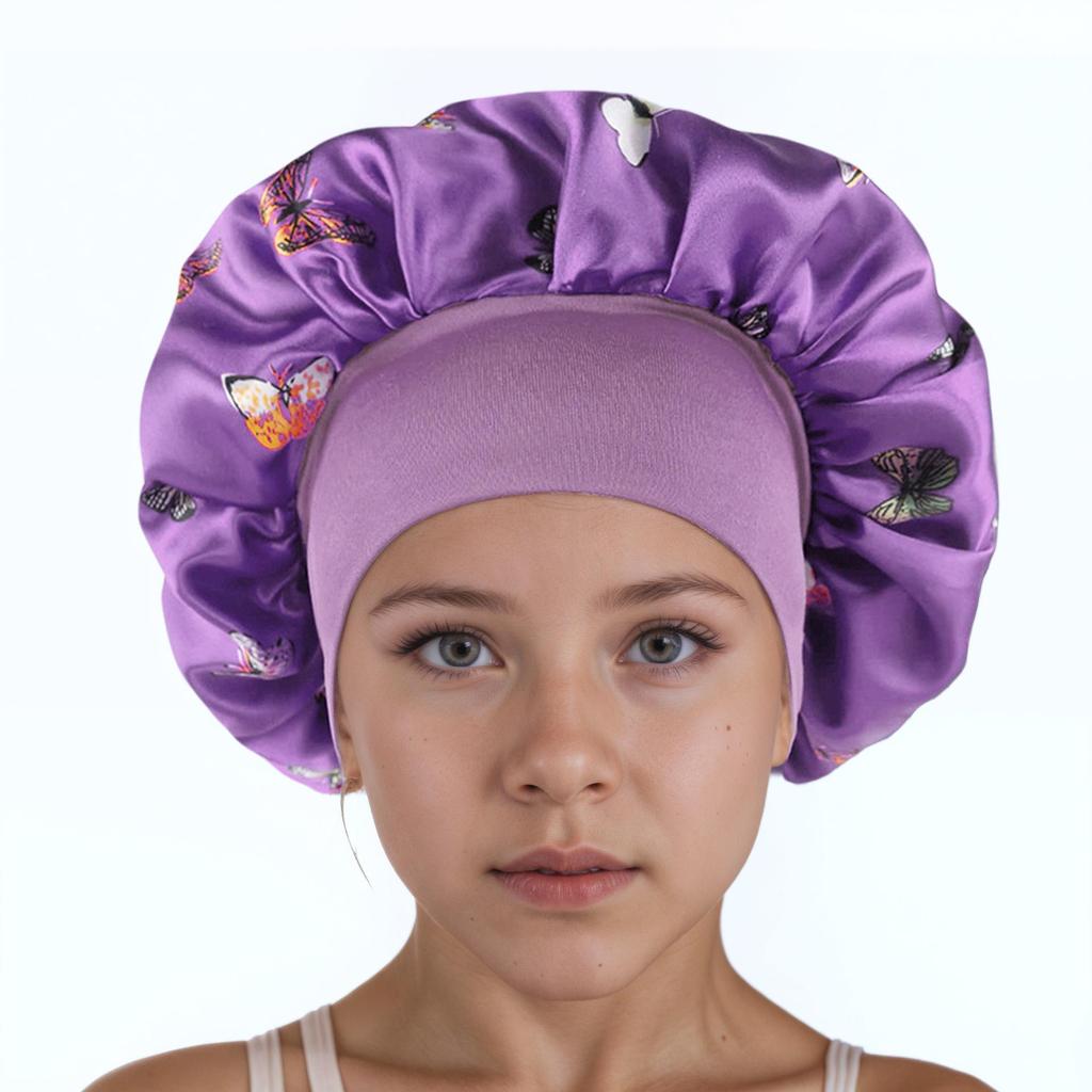 Children's Satin Sleep Cap - Soft Elastic Silk-like Hair Care Hat