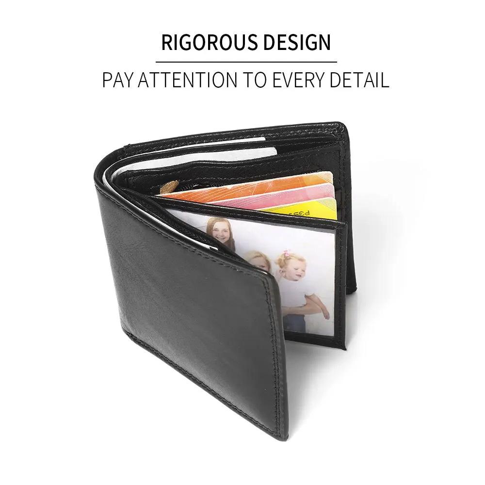 Тонкий мужской бумажник из натуральной кожи с блокировкой Rfid, кожаный кошелек для мужчин, кошелек, сумка для денег, кошелек, подарок для мужа, отца