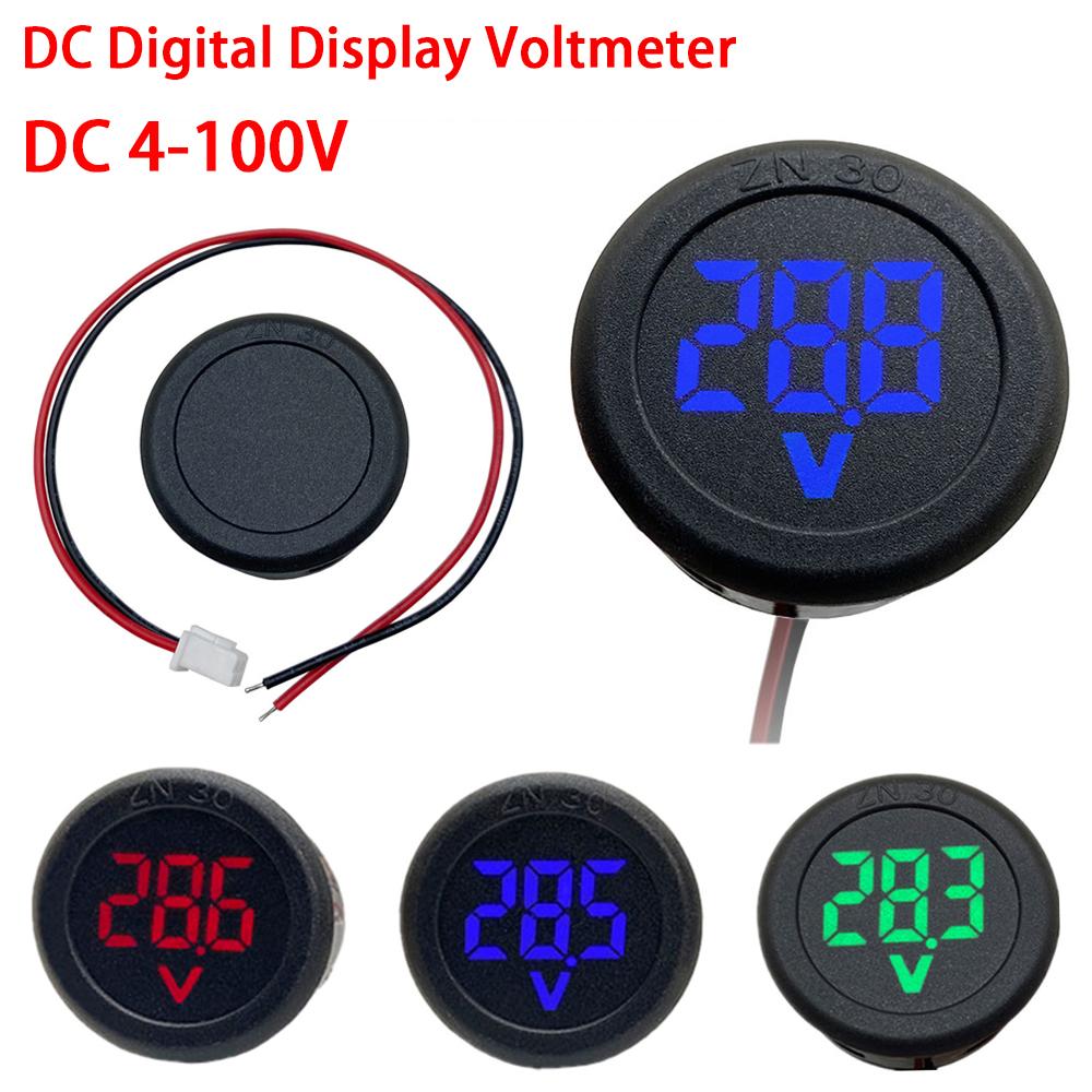 DC4-100V цифровой вольтметр светодиодный цифровой дисплей круглый вольтметр автомобильный измеритель напряжения и тока детектор напряжения тестер монитор панель