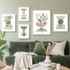 Green Leaves Lines Geometry Abstract Boho Posters and Prints Nordic Wall Art Canvas Painting for Living Room Home Decor