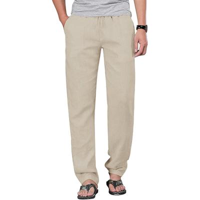 Мужские брюки из хлопка и льна с завязками на резинке, повседневные брюки для бега, йоги, пляжные брюки, мешковатые, свободные, мужские спортивные штаны