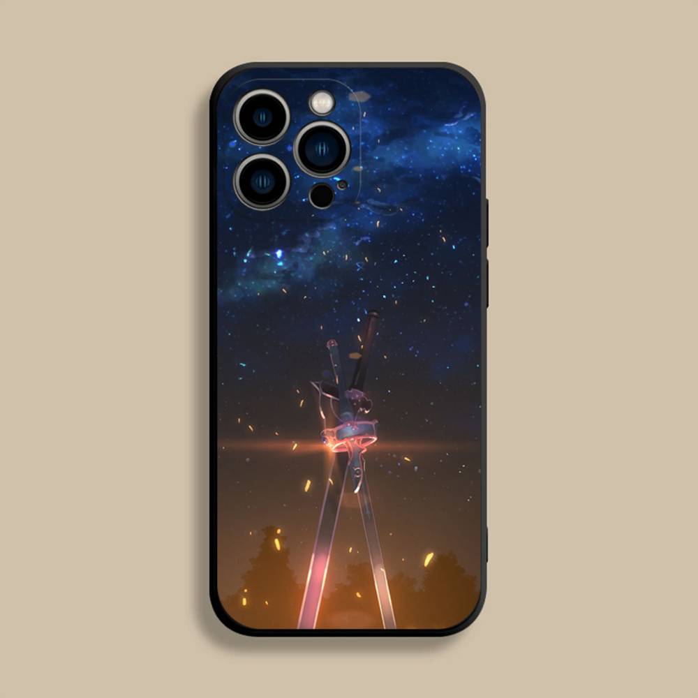 Sword Art Online SAO Kirigaya Phone Case For iPhone 17,16,15,14,13,12,Pro,Max,Plus,E,SE4,Air,Mini Black Soft Cover