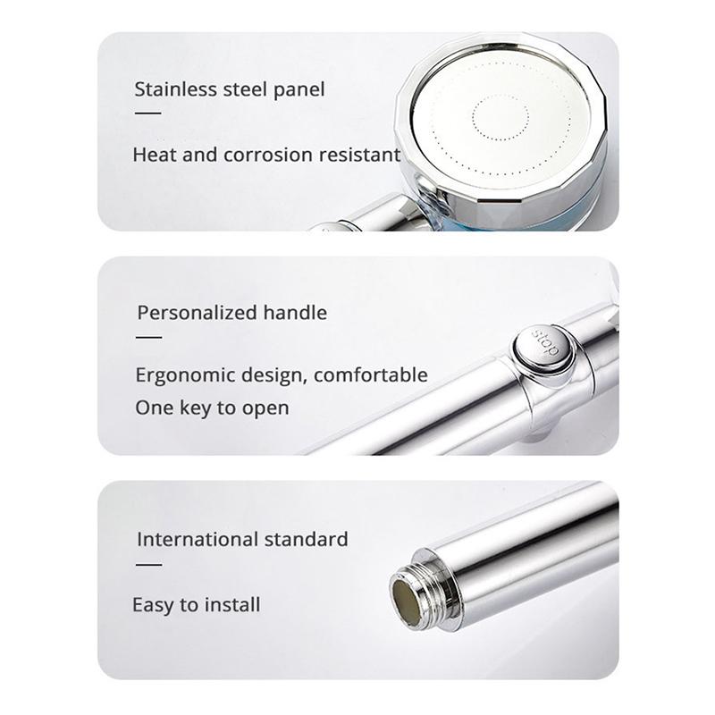 Душевая лейка водосберегающая поток 360° вращающаяся с вентилятором АБС насадка для душа высокого давления