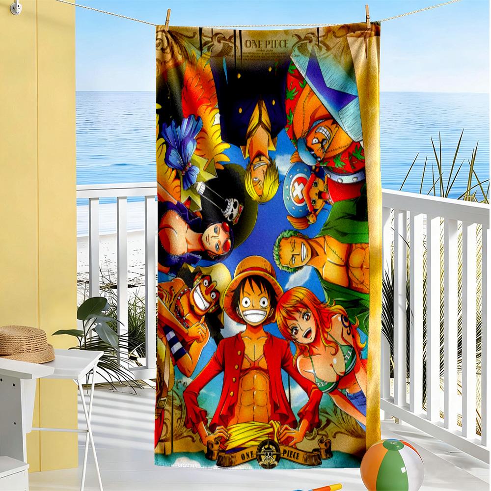 One Piece Adventure Beach Towel Quick-Dry Soft Microfiber Comfortable Lightweight Perfect for Traveling Yoga Camping and Swimming