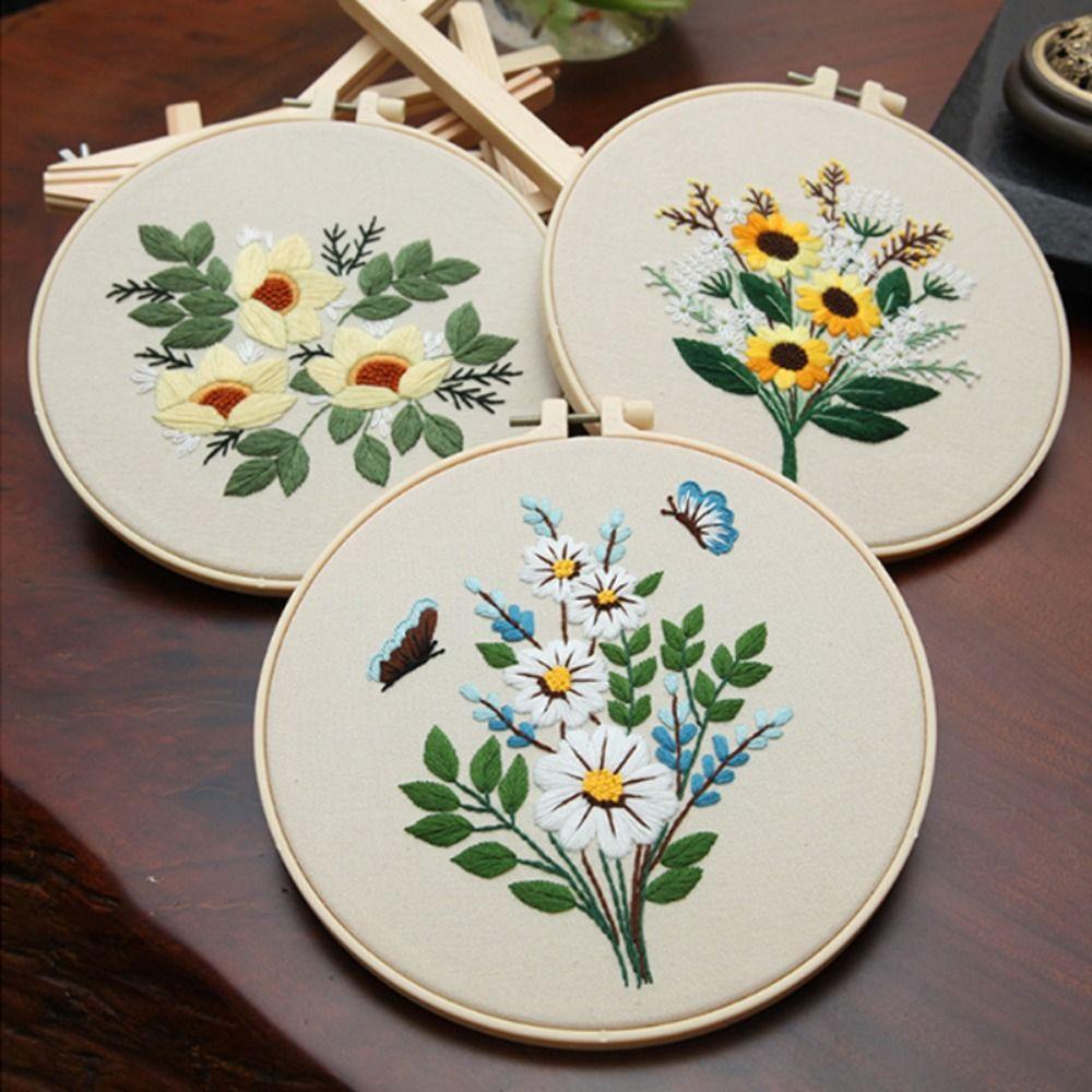 DIY Flower Embroidery Kit Floral Patterns Embroidery Set Home Decor Cross Stitch Set Adults