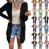 Women's Open Front Lightweight Cardigan Long Sleeve Button Down Loose Outwear