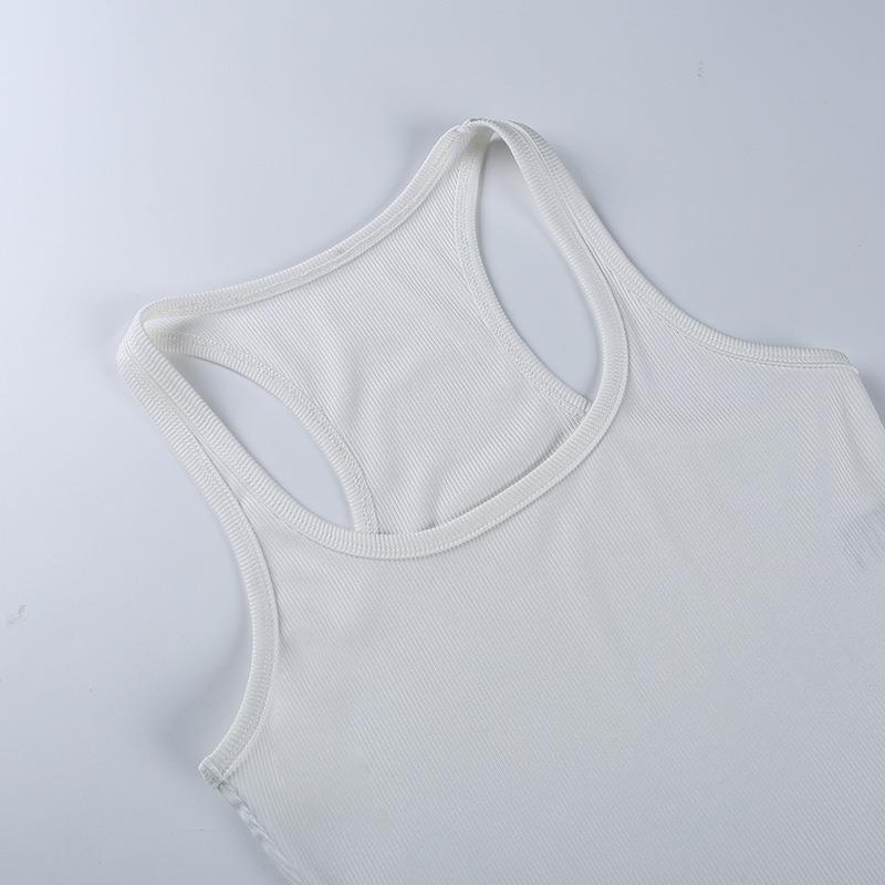 Y2K Summer Camisole Vest Knitted Slim Fit Top European and American Women's Sexy Solid Color Sports Jumpsuit