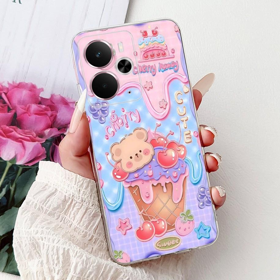Чехол для Realme 14 5G Чехол-бампер Realme 14T RMX5078 RMX5075 Ударопрочный Силиконовый Мягкий ТПУ Цветочный Бампер Для Realme14 14 T Корпуса Телефона