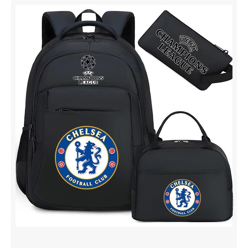 Large Capacity Backpack Set of 3 Kids School Bag Soccer Fan Merchandise Backpack Boys Girls Sports Rucksack