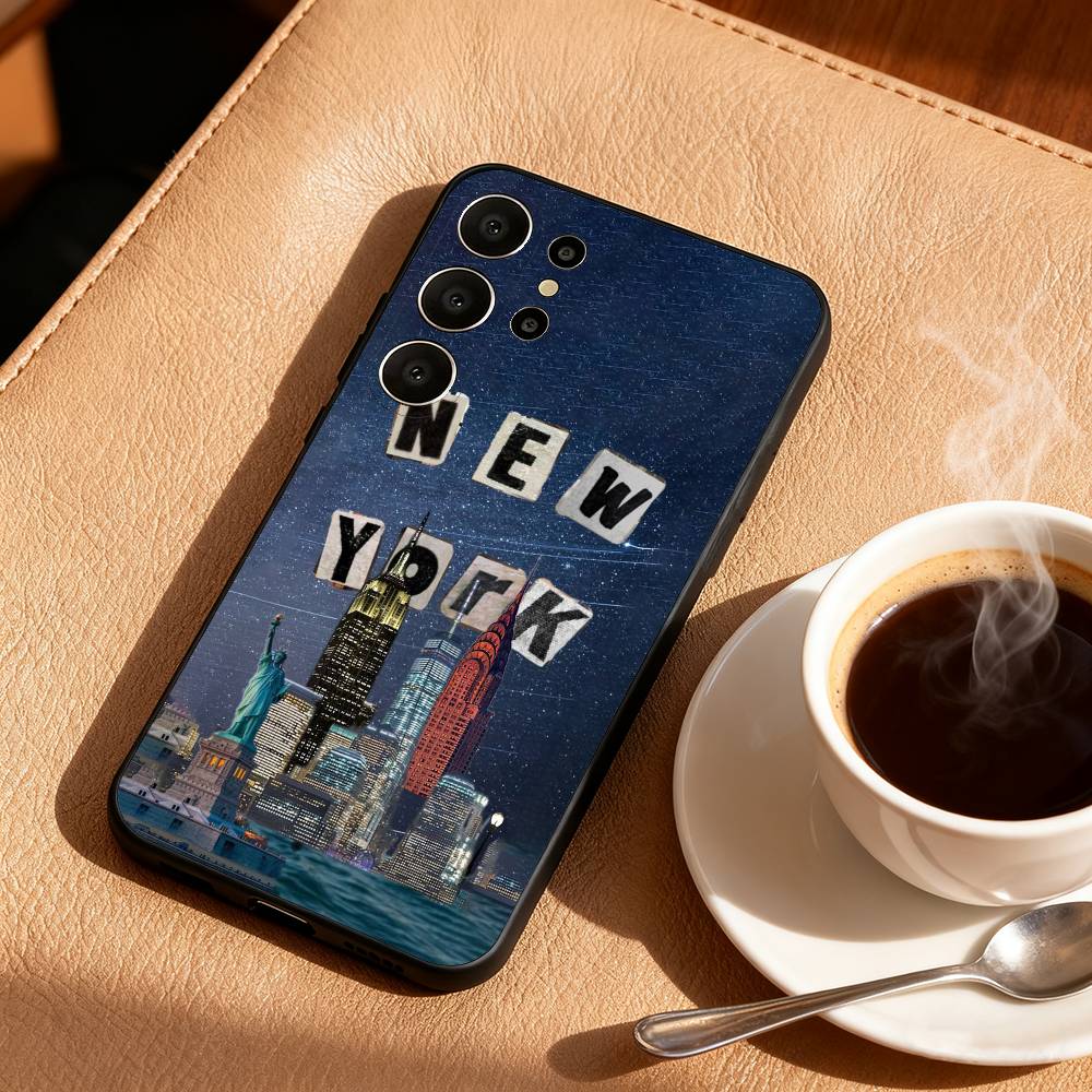 New York Central Phone Case For Samsung S26,S25,24,23,22,30,21,10,9,Ultra,Plus,Lite,Black Soft Case