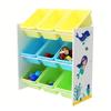 GINGER HOME – Organiseur jouets enfant 9 bacs plastiques, MDF/métal, motif Sirène, 62,3×26,5×60 cm