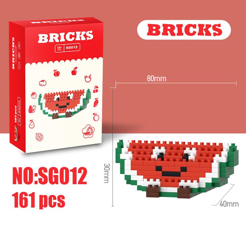 Мелкие детали, сборные строительные блоки, развивающие игрушки, фруктовый пазл, детские, для мальчиков и девочек, развивающие, маленькие украшения, подарки