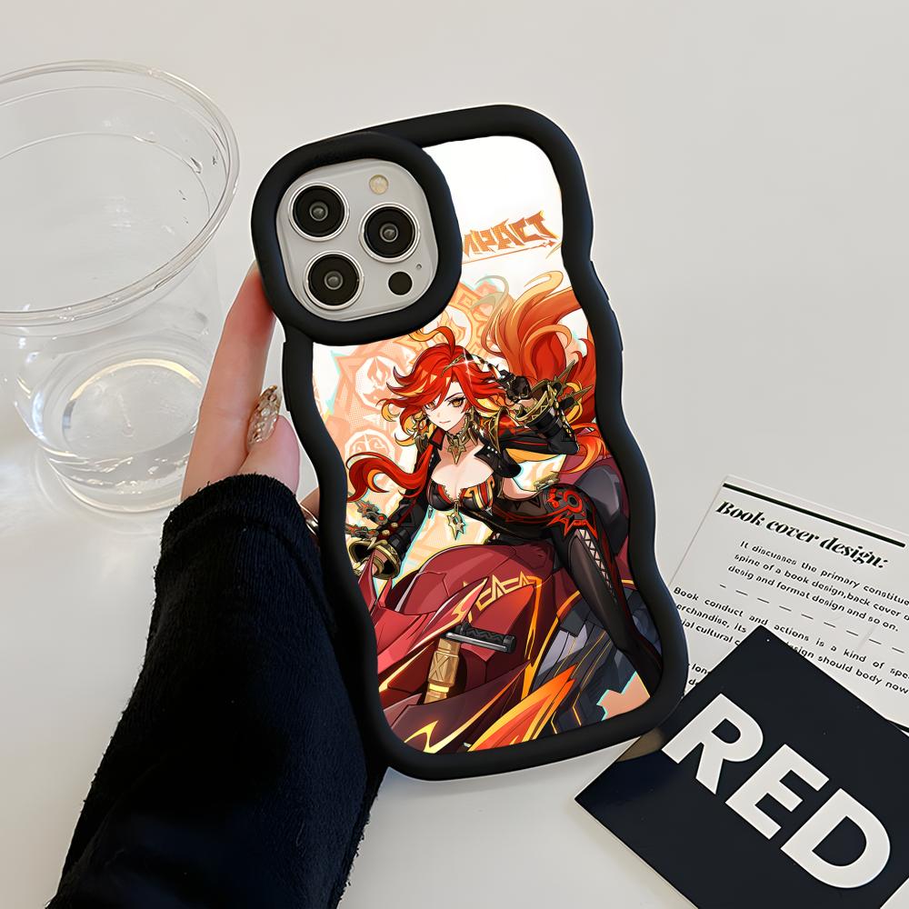 Игровой чехол GI Mavuika с волнистым краем из ТПУ для мобильного телефона iPhone 17 16 15 14 13 12 11 Air Pro Max Plus, цветной чехол