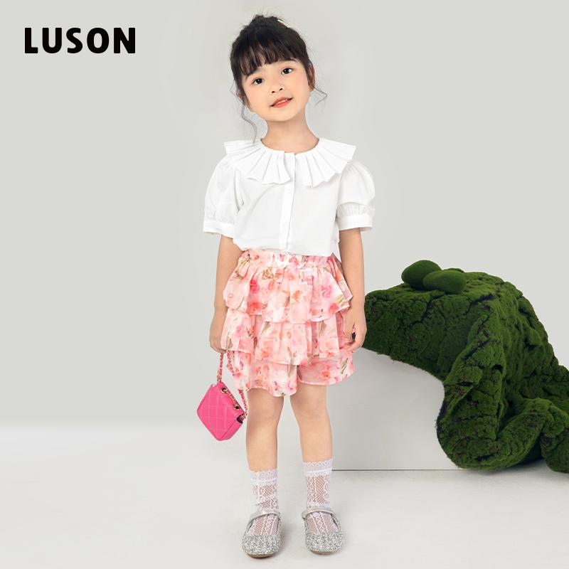 LUSON Children's Lace Collar Summer Shirt