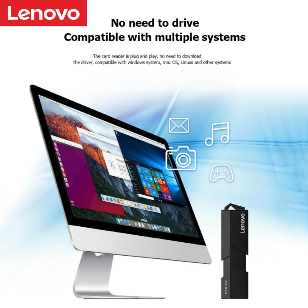 Lenovo D204 5 Гбит/с USB 3,0 кард-ридер 2 в 1 SD TF адаптер для карт памяти высокоскоростной кард-ридер для компьютера, ноутбука с поддержкой 2 ТБ
