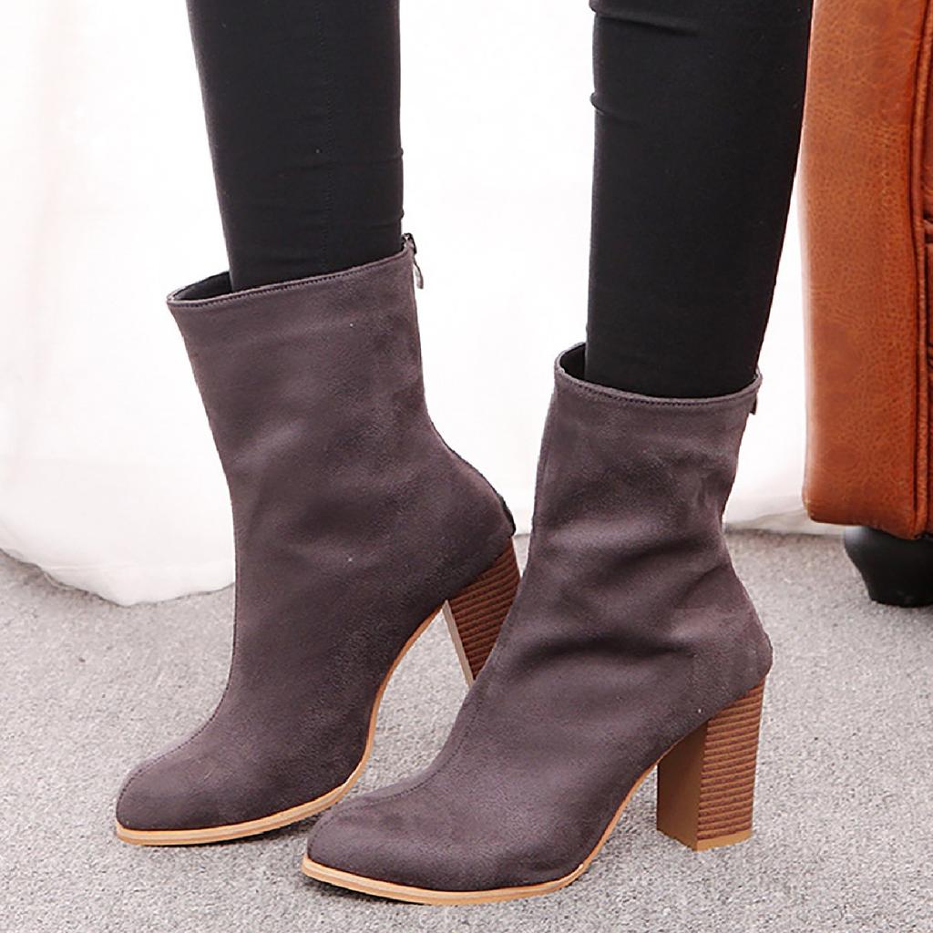 Женские теплые сапоги из искусственного меха с пряжкой, туфли на высоком каблуке, женские сапоги