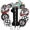 8 Pcs Race Car Theme Number Foil Balloon Set 40Inch Digit Motor Helmet Wheel Tire Racing Balloons Boy Birthday Decoration Baby S