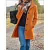 Spring and Autumn New Woolen Women's Coat Medium and Long Multi-grain Buckle Cardigan Coat