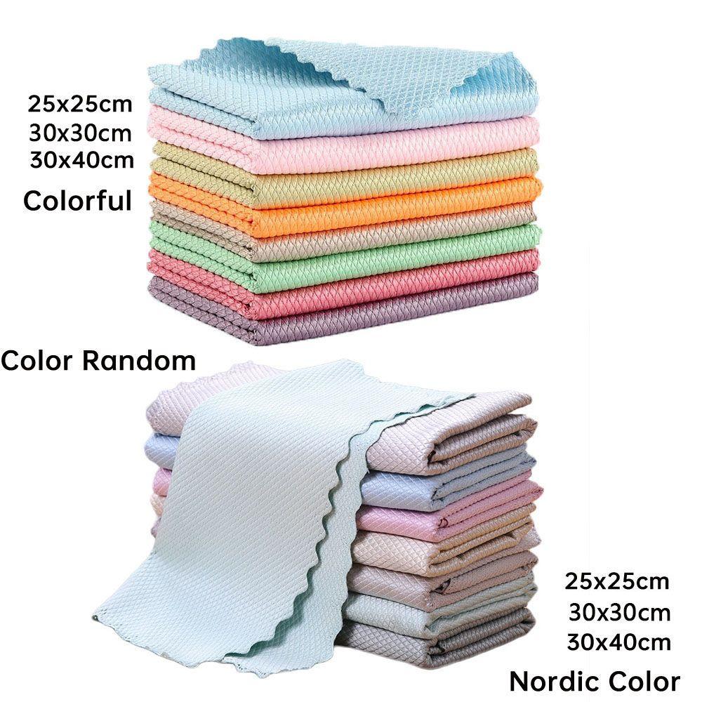 Kitchen Polishing No Traces Anti-Grease Wiping Rags Fish Scale Towel Cleaning Cloth Scouring Pad