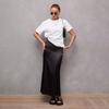 Women Fishtail Skirt with Large Hem High Waist Hip Wrapped Imitation Silk Maxi Skirt Solid Color Slimming Satin Skirt