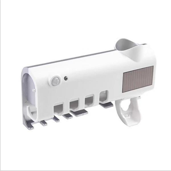 3 в 1 УФ-стерилизатор для зубных щеток, автоматический диспенсер для соковыжималки для зубной пасты, умный держатель для зубных щеток, органайзер для зубной пасты, набор для ванной комнаты на солнечной батарее