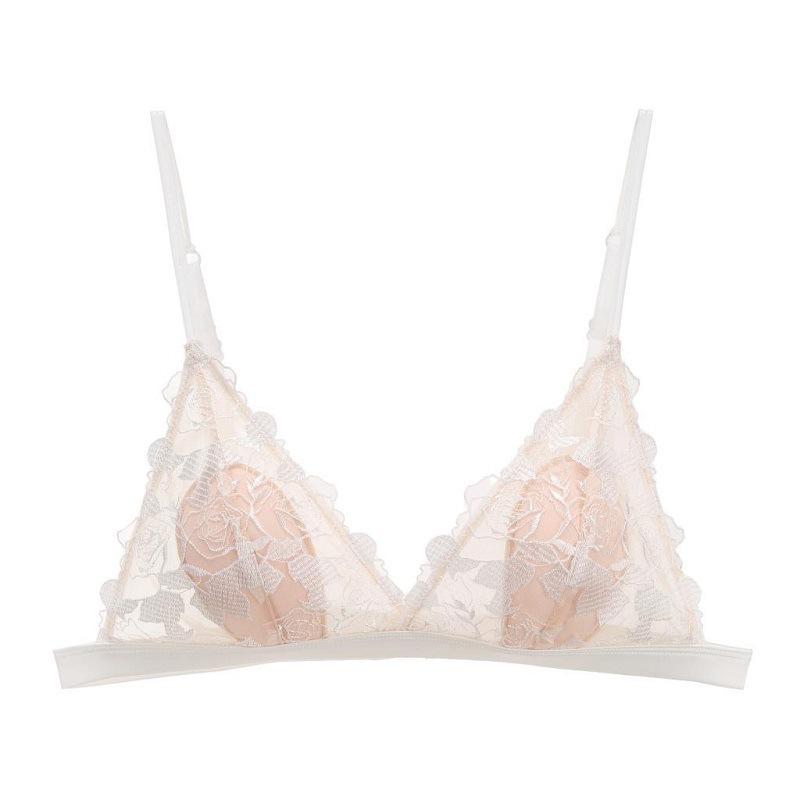 Новое французское бюстье с треугольными чашками, удобное бесшовное нижнее белье, кружевной бюстгальтер с вышивкой «розы», тонкий хлопковый сексуальный бюстгальтер