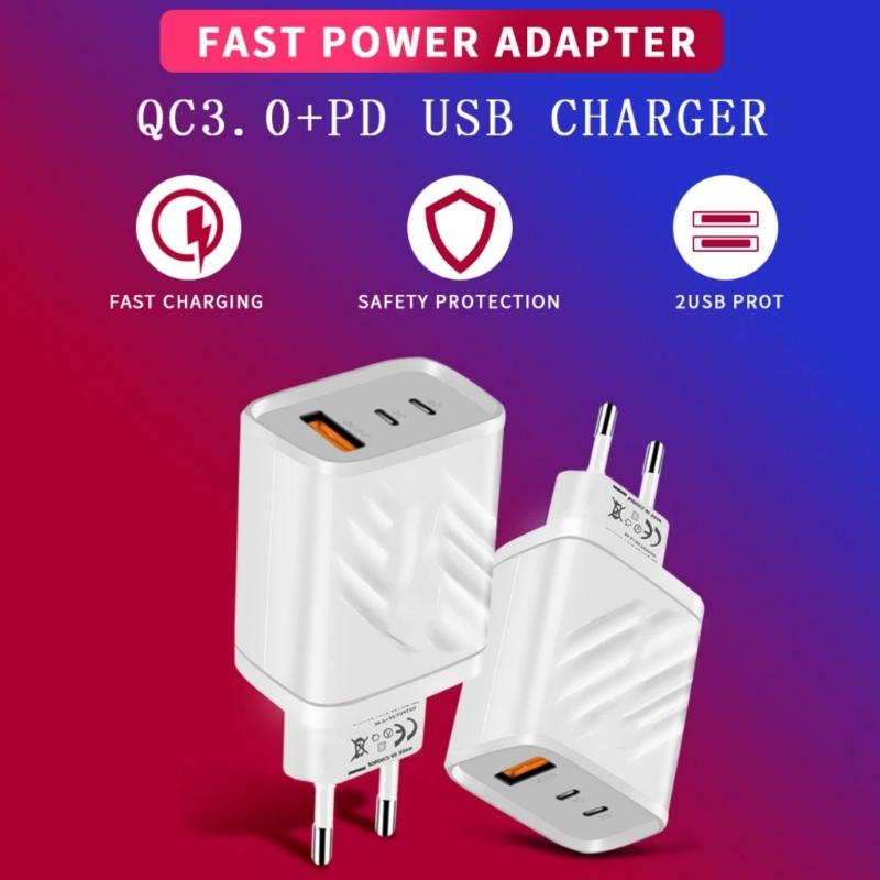 20 Вт Быстрая зарядка 3 в 1 USB Быстрая зарядка Настенное зарядное устройство USB C Адаптер Для Смартфона Планшета Электронное Устройство