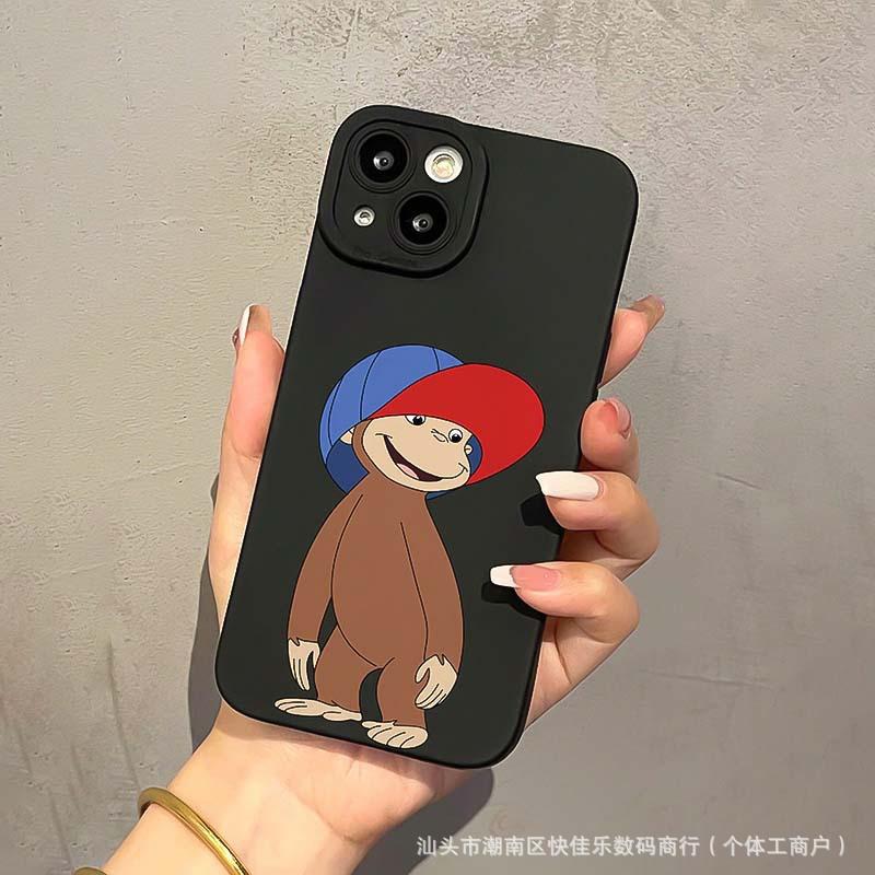 Мультяшная обезьянка в шляпе подходит для чехлов iPhone 16, защитных чехлов iPhone 11/12/13/14/15 Pro Max