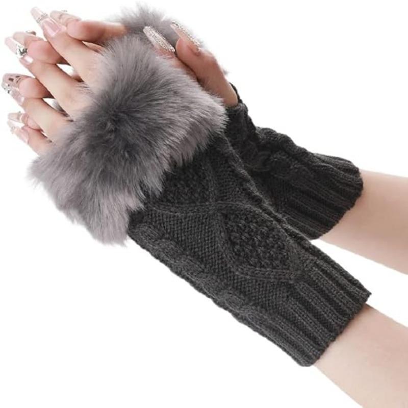 Утеплители для рук, перчатки без пальцев с отверстием для большого пальца, вязаные варежки, зимний подарок, теплые перчатки для женщин