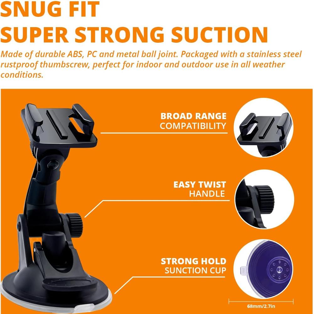 Car Suction Cup Mount for GoPro Hero 12 11 10 9 8 7 6 5 Session Black Silver DJI SJCAM AKASO Camera Holder Mounting Accessories