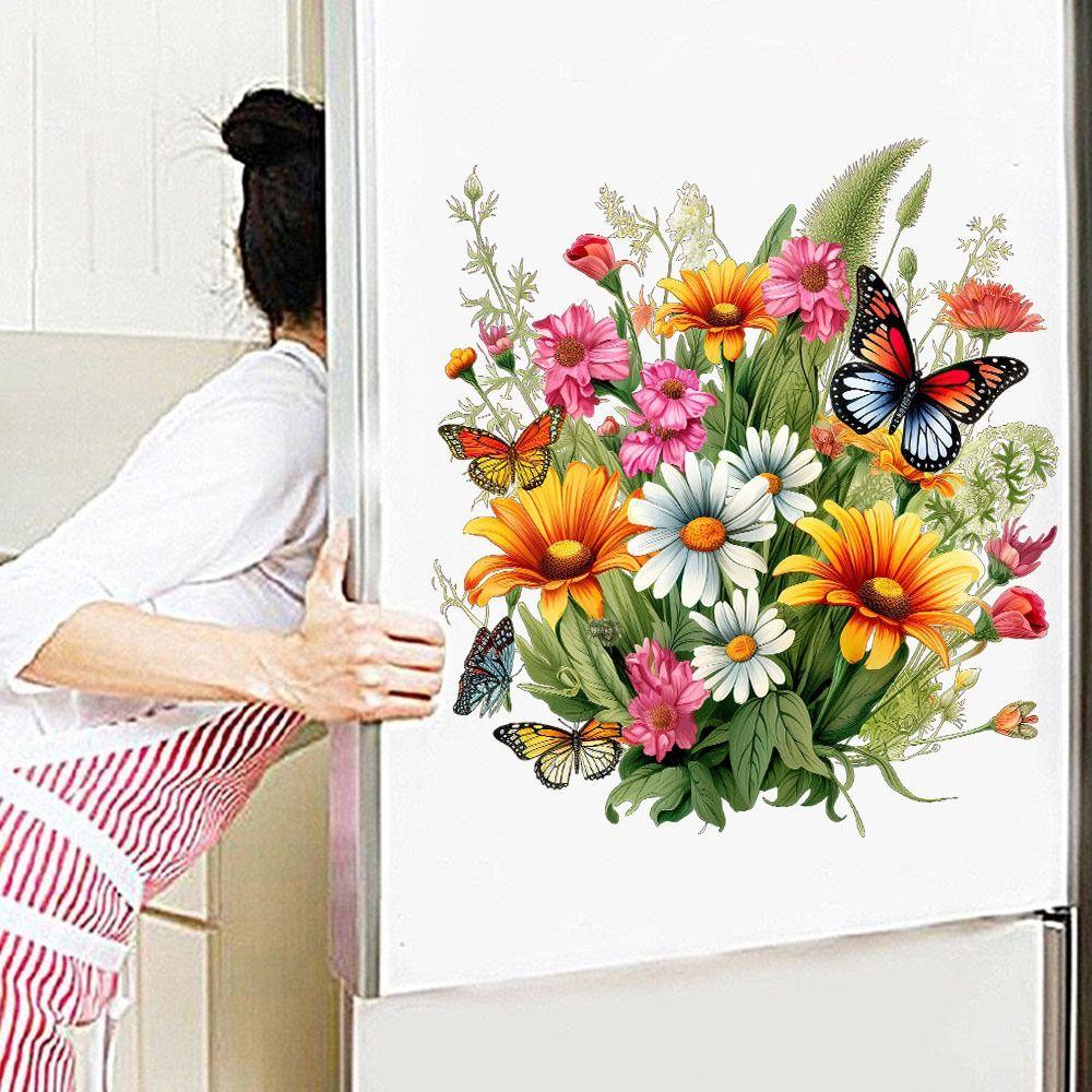 Self-Adhesive Butterfly Flower Toilet Stickers Mildew-proof Toilet Lid Decals Bedroom