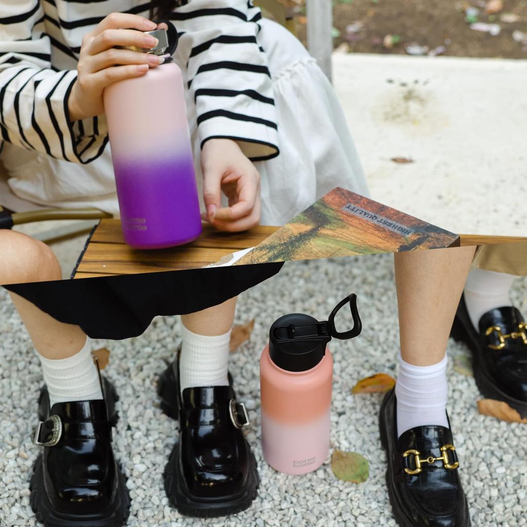 BOTTLE BOTTLE 1 Liter Stainless Steel Water Bottle for Direct with Vacuum Perfect for Sports and Pink Girls, Drinking, Straw, Insulated, Double-Walled