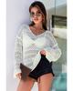 Hollow Out Crochet V Neck Sweater