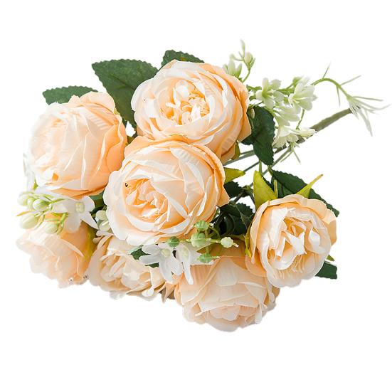 Artificial Bouquet Fake Peony Micro Landscaping Faux Silk Flower Vase Decorating Fake Flowers for Meeting Room