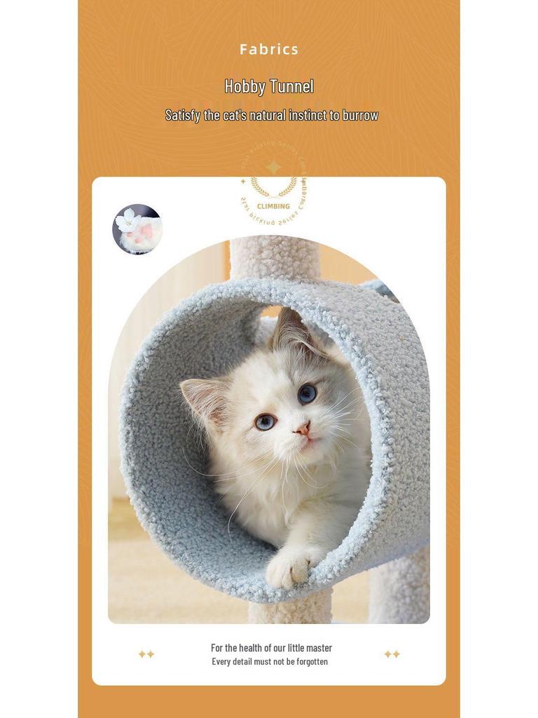 Space-Saving Cat Tree with Bed & Scratching Post for Small Apartments