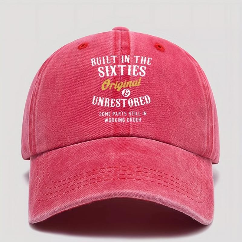 1pc Retro Washed Printed Baseball Cap Forwomen,60Th Anniversary Gift,summer Outdoor Leisure Walking Sun Hat for Party,daily Wear