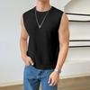 Мужской летний жилет с круглым вырезом без рукавов, однотонные топы, облегающие, дышащие, трикотажные топы, повседневная одежда