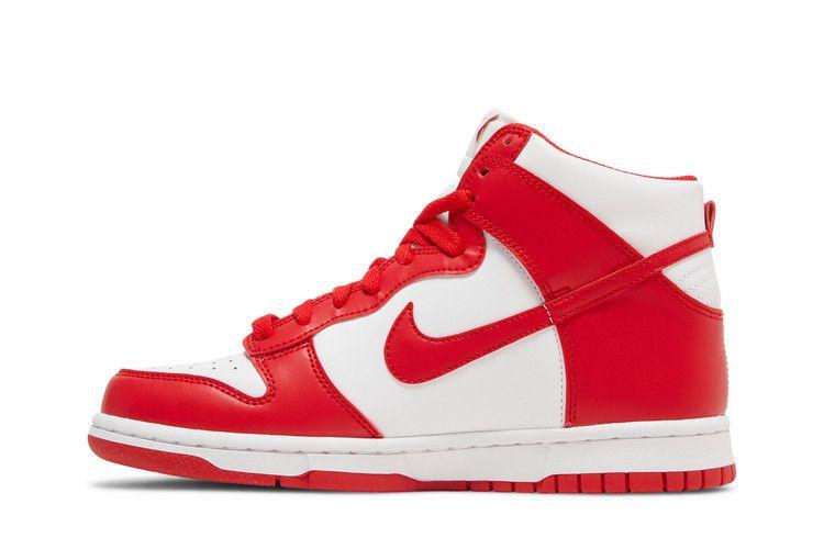 Nike Dunk High Чемпионский белый красный (Белый ярлык на языке) (GS)
