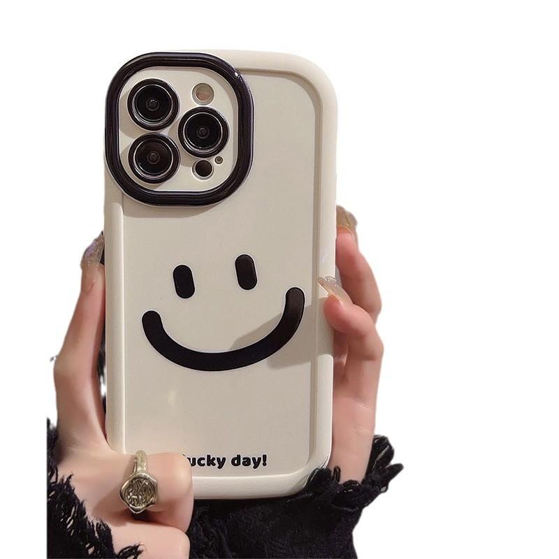 Подходит для Apple 15promax Чехол для мобильного телефона Puff IPhone 16 Simple Smiley Face 14plus Couple 13 Anti-fall 12