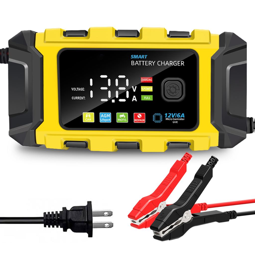 Battery Charger, 12V Intelligent Automatic Battery Charger with Large Digital Display Screen,