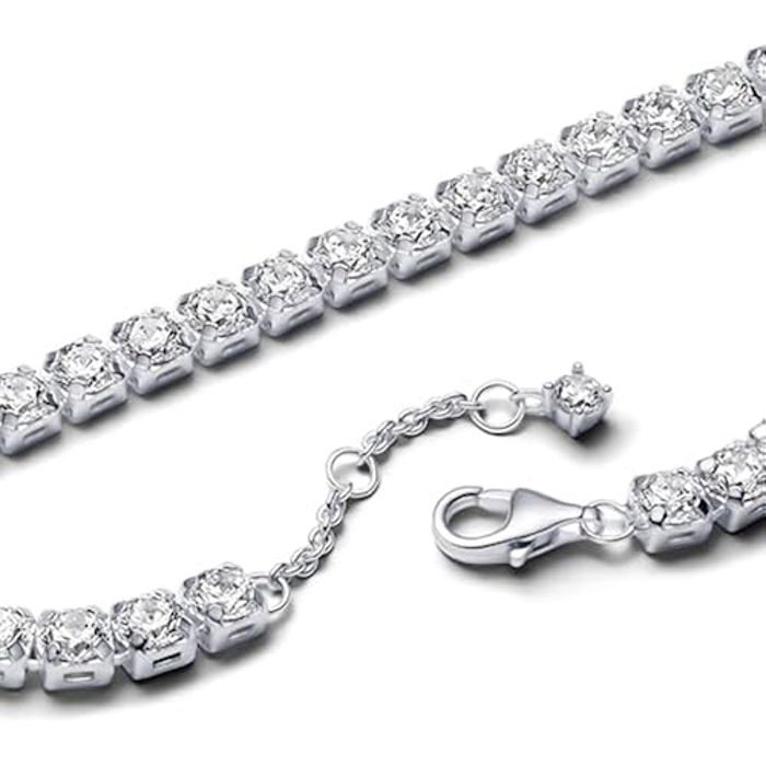 Теннисный браслет - PANDORA - 593539C01 - Стерлинговое серебро 925 пробы - Белый циркон - Толщина 4 мм