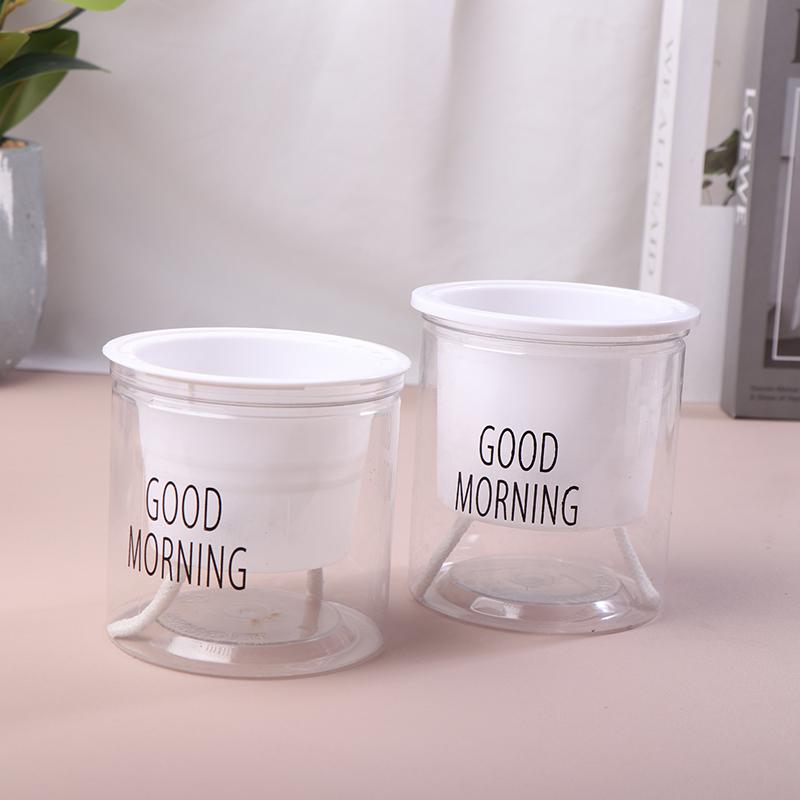 Ленивый гидропонный цветочный горшок, автоматический впитывающий воду цветочный горшок, прозрачный двухслойный пластиковый самополивающийся горшок для офиса