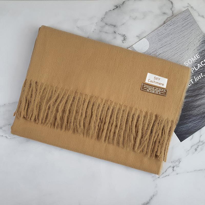 200 * 70 см толстый однотонный женский кашемировый имитационный шарф для зимы роскошная женская шерстяная шаль