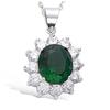 [R3758] - Silver Pendant 'Victorina' Green White Silver (rhodium) - 20x17mm