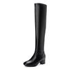 Classic Thigh High Boots Women Autumn Winter Square Middle Heel Over The Knee Boots Balck White Shoes Woman Plus Size