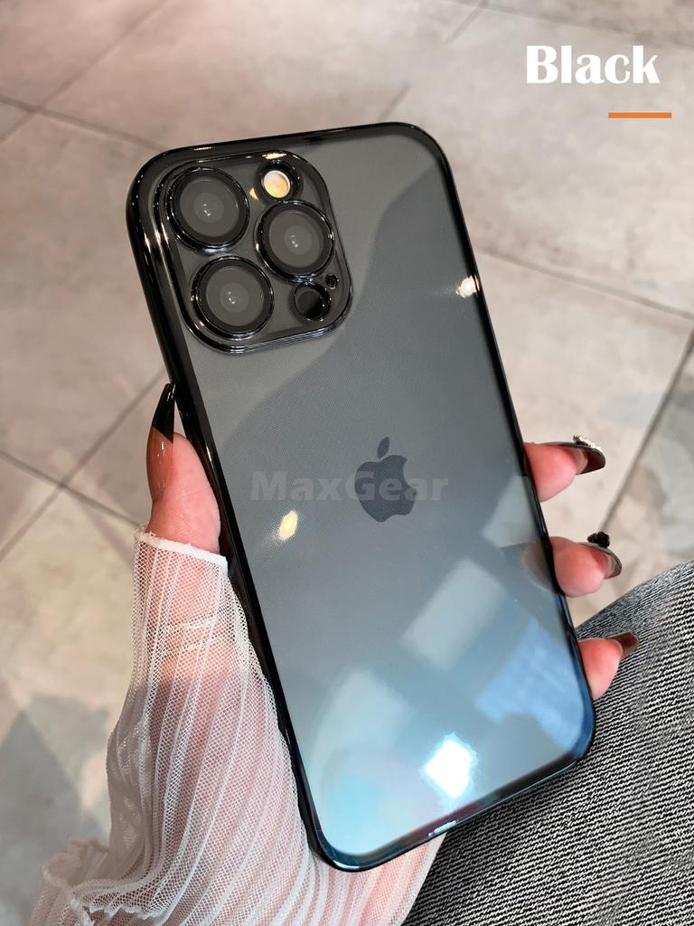 Plating Bumper Silicon Clear Case For iPhone 16 15 14 13 11 12 Pro Max Mini XR X XS Plus Purple Soft Shockproof Cover