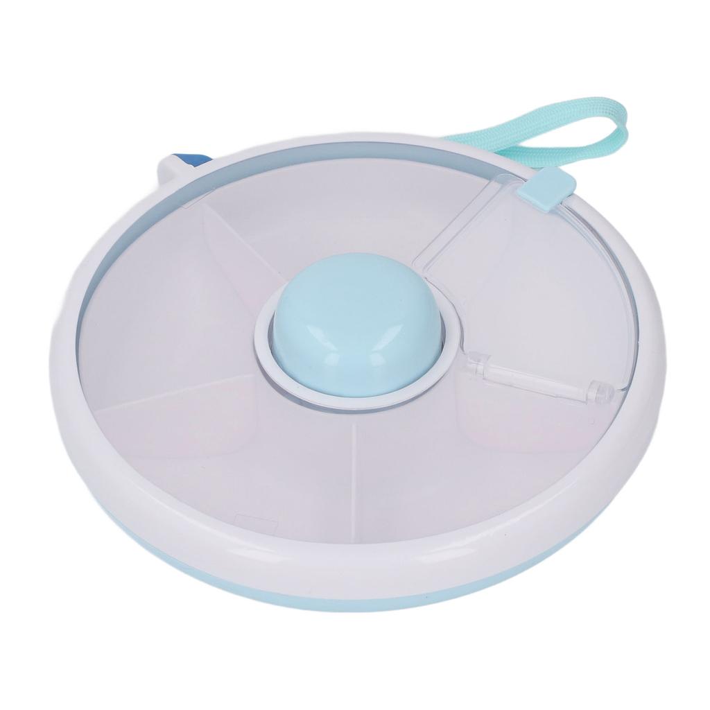 Rotating Snack Box With Lid 5 Compartment Dispenser Damp Proof Sealed Portable Kids Fruit Rotating