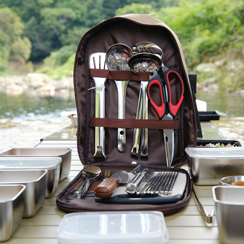 Portable Outdoor Tableware Set Picnic Knives Kitchenware Picnic Supplies Complete Camping Equipment for Camping