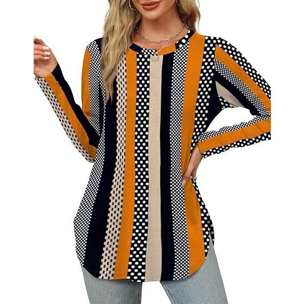 GMXIA Autumn Women's Solid Color Long Sleeve Top Round Neck Loose Casual Base Shirt